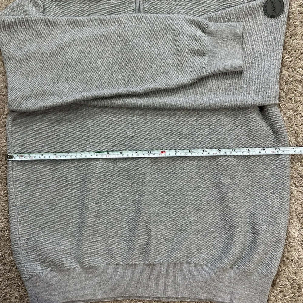 #2520  Michael Kors Sz L Heather Gray Sweater 1/4 Zipper 100% Cotton
